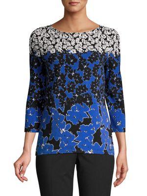 Imnyc Isaac Mizrahi Floral-print Boatneck Top