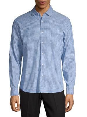 Black Brown Dotted Print Button-down Shirt