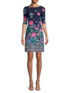 Eliza J Floral Boatneck Sheath Dress