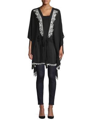 Laundry By Shelli Segal Embroidered Pom Kimono