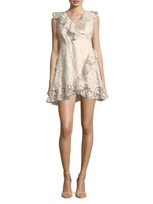 Bb Dakota Embroidered Mesh Ruffle Dress