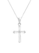 Lord & Taylor 925 Sterling Silver & Crystal Baguette Cross Pendant Necklace