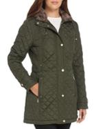 Weatherproof Quilted Faux-fur Trim Hooded Walker Coat