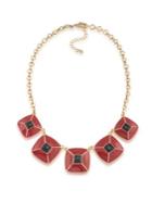 1st And Gorgeous Enamel Pyramid Pendant Statement Necklace In Crimson And Black