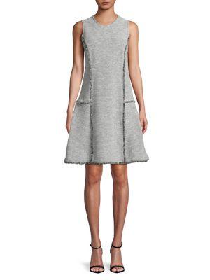Ellen Tracy Petite Frayed Sleeveless Dress