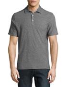 Black Brown Marled Cotton-blend Polo