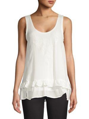 Democracy Asymmetric Ruffle Trimmed Tank Top
