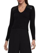 Bcbgmaxazria Faux-leather Trimmed Sweater