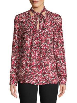 Karl Lagerfeld Paris Self-tie Floral Blouse