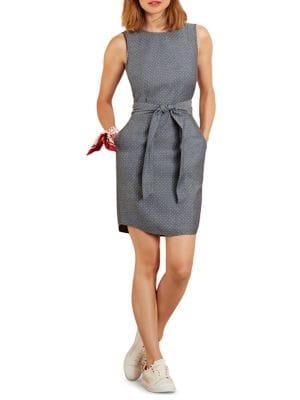 Brooks Brothers Red Fleece Polka Dot Tied Shift Dress