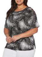 Rafaella Plus Two-tone Palms Blouse