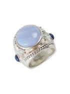 Lucky Brand Milagro Indigo Ranch Blue Lace Agate & Crystal Statement Ring