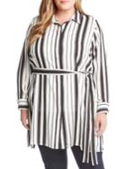 Karen Kane Plus Striped Belted Tunic