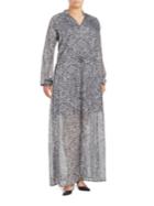 Michael Michael Kors Plus Damask Print Long-sleeve Maxi Dress