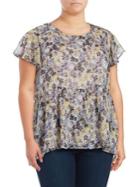 Lucky Brand Plus Floral Flare Top