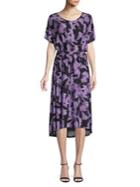 Joan Vass Printed High-low Midi Dress