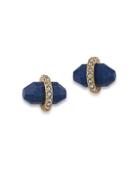 Lauren Ralph Lauren Match Point 12k Gold-plated Blue Bullet Stud Pierced Earrings