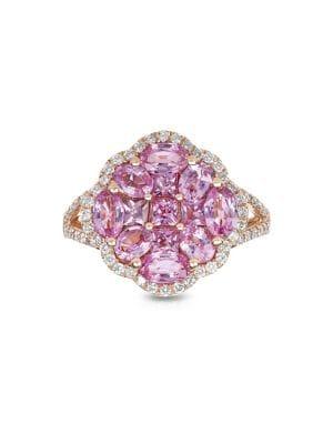 Marco Moore 18k Rose Gold, Pink Sapphire & 0.35 Tcw Diamond Statement Ring