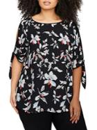 Addition Elle Michel Studio Plus Floral Elbow-sleeve Blouse