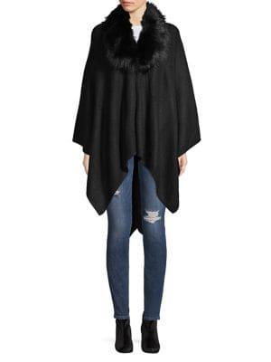 Cejon Faux Fur-trimmed Poncho