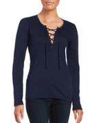 Velvet By Graham And Spencer Lace-up Long Sleeve Top