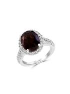 Effy Smoky Quartz, White Sapphire And Sterling Silver Solitaire Ring