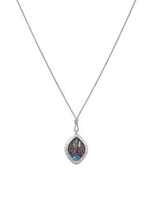 Lucky Brand Silvertone Reversible Abalone Pendant Necklace