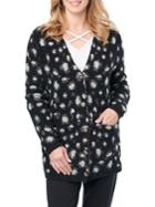 Democracy Dotted Jacquard Button-front Knit Cardigan