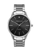 Kenneth Cole Analog Diamond-accent Black Dial Stainless Steel Bracelet Watch