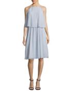 H Halston Pleated Popover Midi Dress