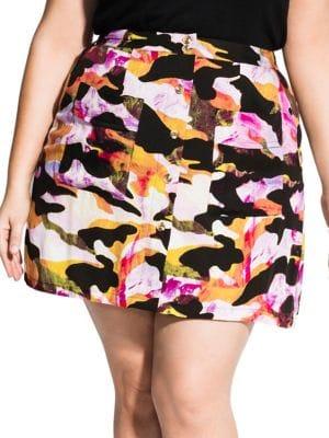City Chic Plus Camo A-line Skirt