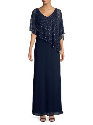 J Kara Petite Sequin-embellished Gown