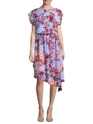 Adrianna Papell Baroque Floral Blouson Dress