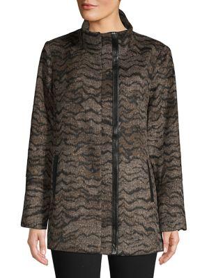 Rafaella Petites Abstract-print Stand Collar Jacket