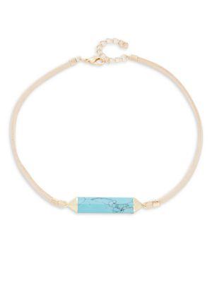Design Lab Lord & Taylor Geometric Turquoise Corded Choker Necklace