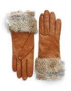 Lord & Taylor Fur-trimmed Leather Gloves