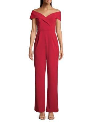 Xscape Off-shoulder Sweetheart Crepe Jumpsuit