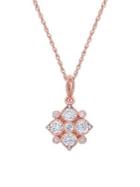 Sonatina 14k Rose Gold And 0.5 Tcw Diamond Floral Pendant Necklace