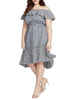 Rachel Rachel Roy Plus Ava Off-shoulder Gingham Ruffle Dress