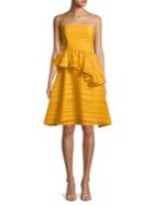 H Halston Strapless Ruffle Fit-and-flare Dress