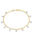 Crislu Dangling Gems 18k Gold Plated Bezel Bangle Bracelet