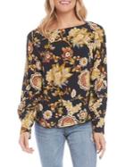 Karen Kane Relaxed -fit Blouson-sleeve Floral-print Top