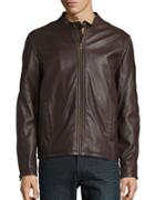 Cole Haan Leather Zip Front Moto Jacket