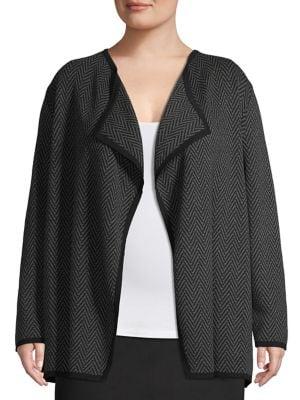 Vince Camuto Plus Draped Herringbone Jacket