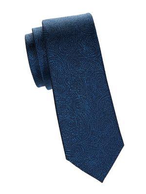 Black Brown Classic Paisley Silk Tie