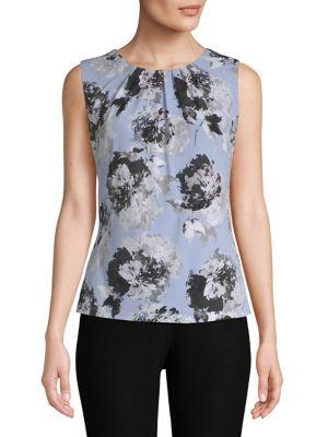 Calvin Klein Floral Pleated Blouse