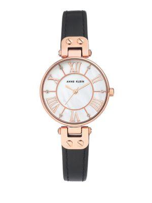 Anne Klein Logo Leather-strap Watch