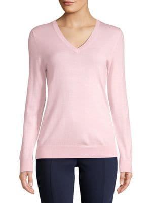 Lord & Taylor Basic Merino Wool V-neck