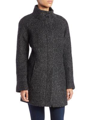 Anne Klein Button-front Boucle Coat