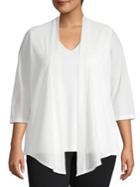 Calvin Klein Plus Textured Three-quarter Sleeve Cardigan